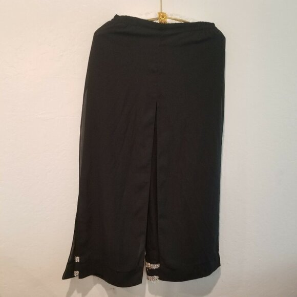 A.D. Originals Women's Size 10 Black High Rise Cropped Overlay Pants Beaded Hem - Picture 1 of 10